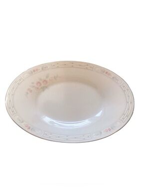 Noritake Carthage 3330 Small Oval Platter 8” Pink Gray Floral Plate Retired VTG